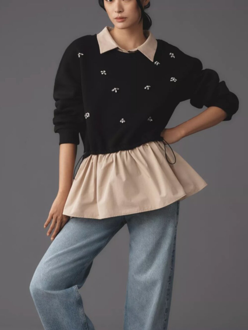 Maeve Embellished Twofer Pullover * NWOT